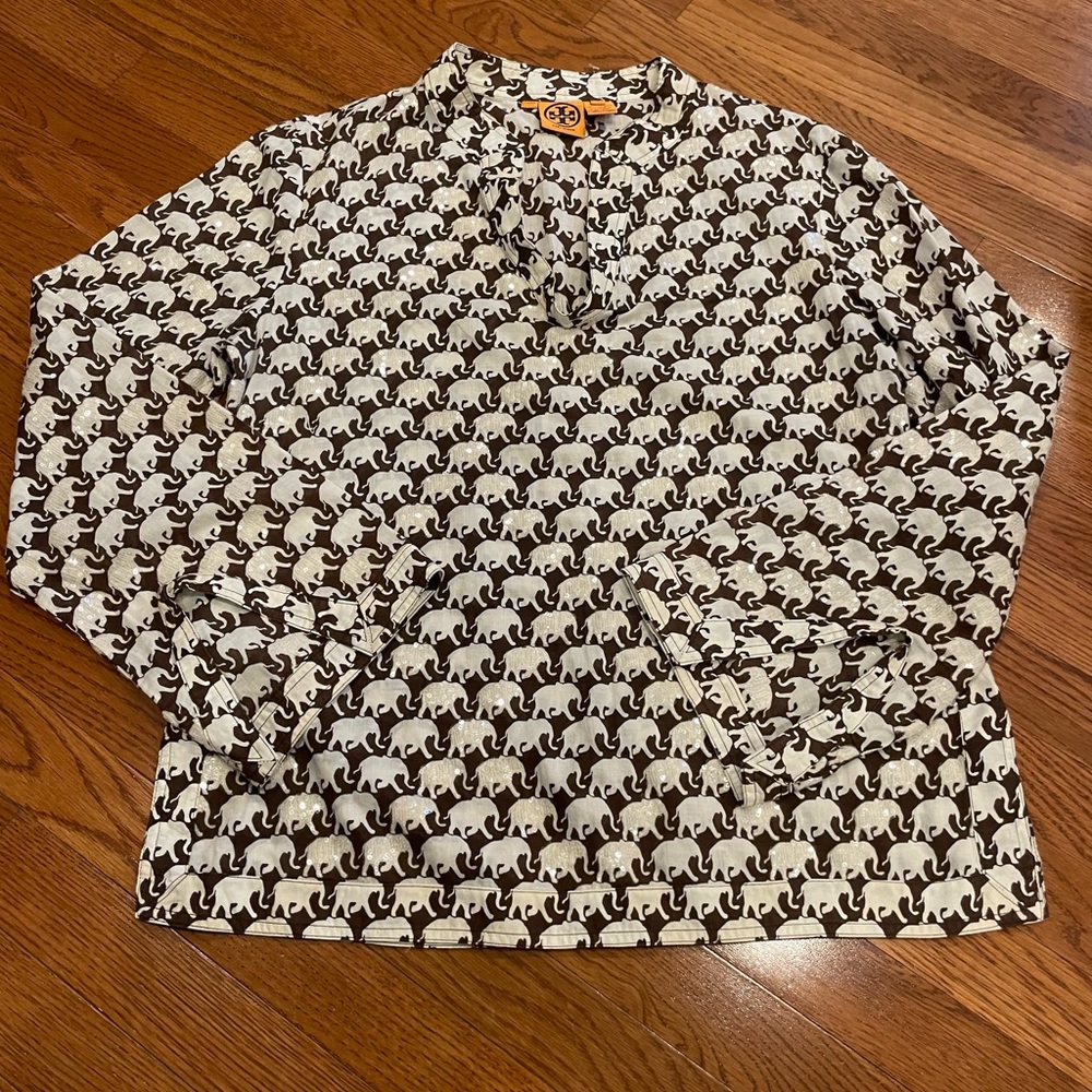 Tory Burch Shirt Blouse Sequins Size 14, Large